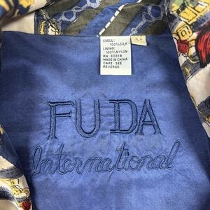 Vintage Silk Jacket Womens Extra Large Crown Bomber Fuda International Zip Up